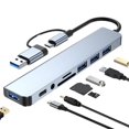 thumbnail image 1 of USB C Hub USB Splitter 8 in 2 Extender with 4 USB Port 1 USB C Port TF/SD Card Reader Audio Output, 1 of 5