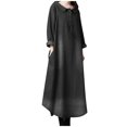 thumbnail image 2 of FcBaudy Longues Robe à Manches à Col Rond pour Femme, Ample, à la Mode, Confortable, Chemise-Jupe en Denim de Coton, Robe pour Femme, 2 of 7