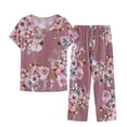 thumbnail image 1 of Penkiiy Ensemble de Pyjama Capri pour Femmes à Manches Courtes, Ensembles de Détente, Haut de Nuit et Capri, Ensemble de Pyjama 2 Pcs 2TG Multicolore, 1 of 1