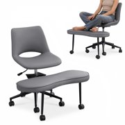 Ergonomic Kneeling Chair, Cross Legged Office Chair with Wheels & Lumbar Support, Wide Criss Cross Chair, Adjustable Height Meditation Yoga Chair for ADHD & Desk Work