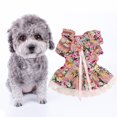 thumbnail image 4 of Trayknick 1 Ensemble Pet Princesse Robe Patchwork Accrocheur Comfortable Doux Col Carré Robe jusqu'à Manches à Volants Plaid Impression Chiot Chien Jupe Animal de Compagnie Bowknot Collier Animaux de Compagnie Fournitures Rose Chaud, 4 of 13