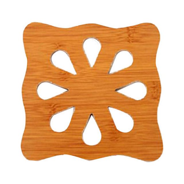 XZNGL Bamboo Wood Hollowed Wooden Cup Mat Cartoon Table Mat Pot Mat Bowl Mat