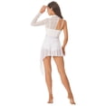 thumbnail image 3 of YONGHS Robe de Danse Lyrique pour Femmes, Dentelle Florale, Patchwork, une Épaule, Justaucorps Fluide, Blanc L, 3 of 7