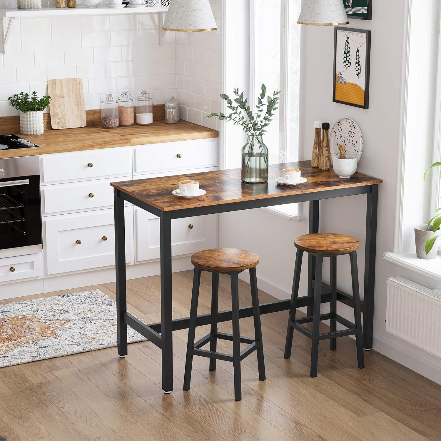 Boutique Home Industrial Ensemble de 2 tabourets de bar avec structure en acier robuste en marron et noir