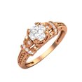 thumbnail image 2 of Bague Ronde Moissanite 5 mm en Argent Sterling 925 avec Motif de Roses en Fleurs, 2 of 3