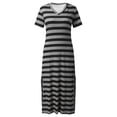 thumbnail image 3 of Tumotour Robe d'Été pour Femmes Robe Imprimée à Fleurs Robe à Manches Courtes Robe de Plage Décontractée Col Rond Longue Robe T-Shirt Voyage Vacances avec Poches, 3 of 4