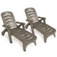 thumbnail image 1 of Costway 2 Pcs Chaise Longue Pliante Inclinable à 5 Positions Brun, 1 of 10
