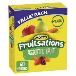Mott's Fruitsations + Veggie Gluten Free Assorted Fruit Flavoured Snacks, Kids Snacks, 40 Packs