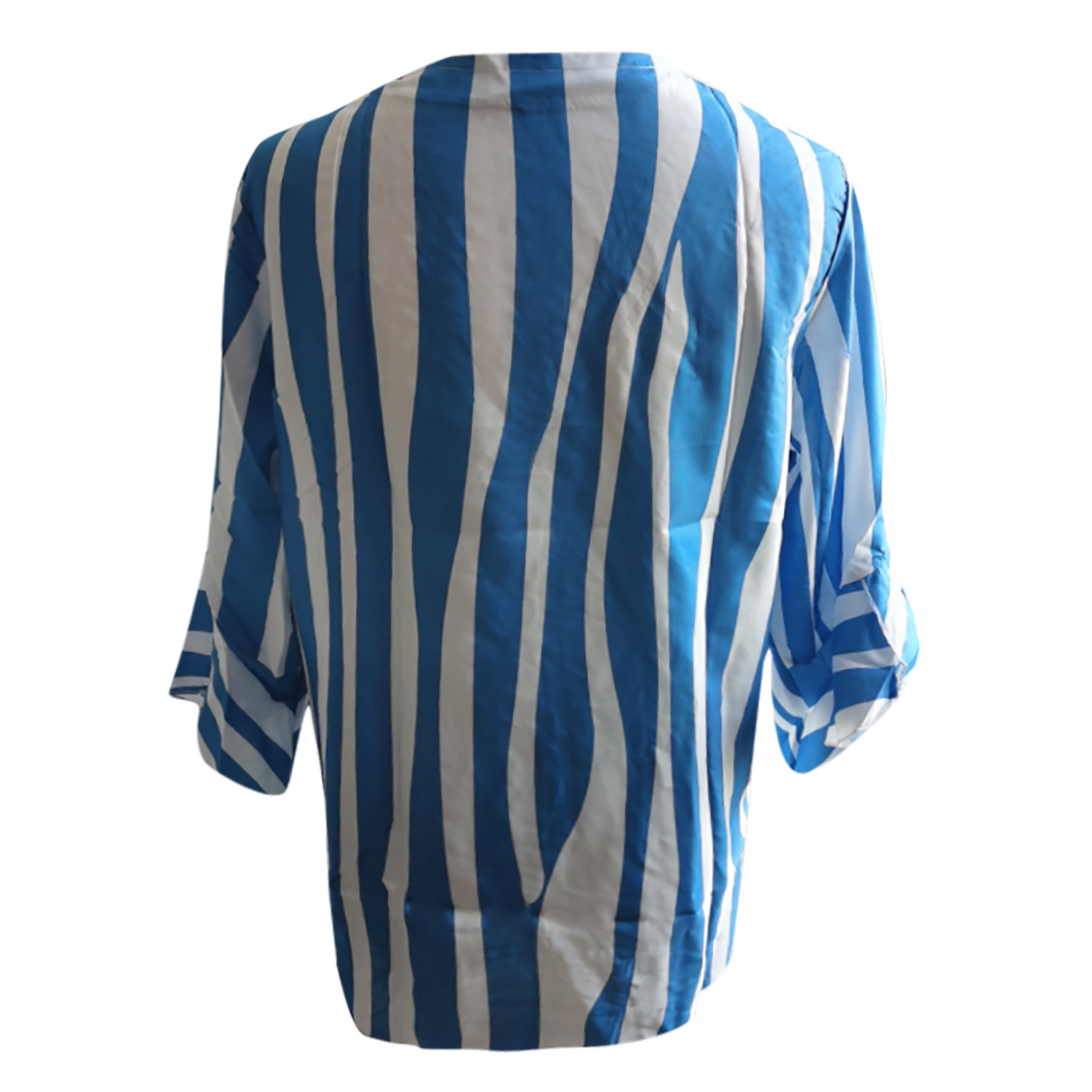 Chemise Décontractée à Rayures en Chiffon Col en V Sexy Imprimée pour Femmes