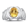 thumbnail image 1 of RYLOS Rings for Women 14K White Gold Ring Solitaire 9X7MM Oval Gemstone with Satin Finish Band November Citrine Jewelry Size 9, 1 of 7