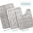 thumbnail image 2 of Clara Clark Bathroom Rugs, Velvet Memory Foam Bath Mat, Ultra Soft Non Slip and Absorbent - Waffled - Set Small, Large & Contour - Silver, 2 of 6