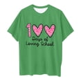 thumbnail image 4 of LUOGENLI T-Shirt pour Filles Enfants Mode Décontractée Imprimé Col Rond Ample Manche Courte T-Shirt Haut Maxi Chemises pour Filles Été Lin Vert 6-7 Ans, 4 of 4