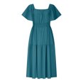 thumbnail image 5 of Économies d'Été Liquidation 2025 Bovxnpu Robe d'Été pour Femmes, Robes Maxi Décontractées Boho Plage, Mode Femmes Robe d'Été Décontractée Col Carré Manches Courtes Robe Unie G, 5 of 5