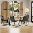 thumbnail image 2 of Homy Casa 63 inch Industrial Dining Set for 4, Faux Wood Table and 4 Faux Leather Chairs, 2 of 12