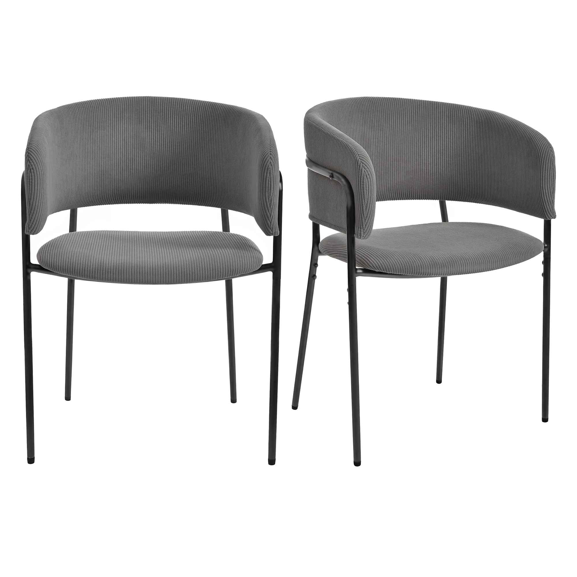 Ensemble de 4 chaises d'appoint modernes Noble House HORIZON avec pieds inclinés et pieds réglables (gris)
