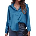 thumbnail image 1 of Innerwin Tops Lapel Neck Women Shirts Work Button Down Single Breasted Blouse Blue XL, 1 of 7