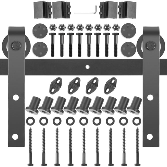 VEVOR Sliding Barn Door Hardware Kit, 12FT Barn Door Kit, 330LBS Load-Bearing Double Barn Door Hardware Kit, Carbon Steel Barn Door Track, Darn Door for 1.37-1.77" Thickness & 6FT Wide Door Panel