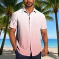 thumbnail image 2 of Pisexur T-shirts pour Hommes, Mode Décontractée Col Rabattu Impression Dégradée Manches Courtes Chemise Boutonnée Blouse Rose Vif, 2TG Chemises de Golf Hommes & Chemises Hommes, 2 of 7