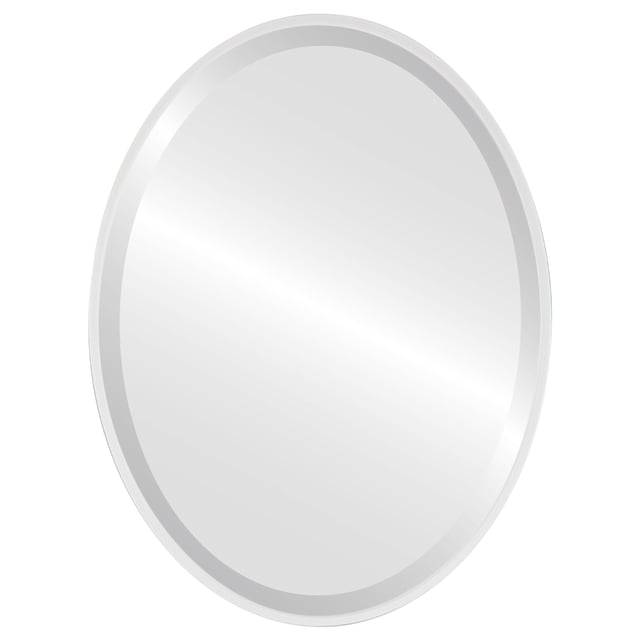 Miroir Ovale Encadré Singapore - Blanc Lin - 13 Pouces x 17 Pouces