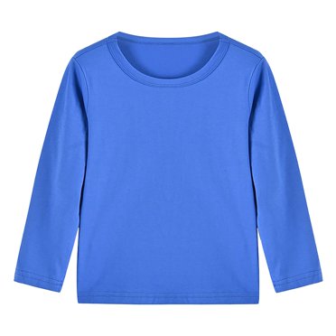 Bwiyojiz Fashion Sizes 90-160 Cotton Children's Men and Women Long Sleeves Round Neck, Blue