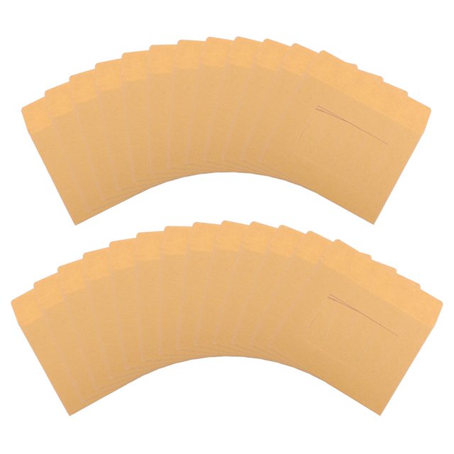 LEEYNEER 25 Pcs Catalog Transparent Kraft Paper Photo Envelopes Office 10x8cm Khaki