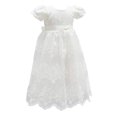 thumbnail image 3 of Glamulice Robe de Baptême Fleurie pour Bébé Fille Robe de Fête Formelle pour Occasion Spéciale, Blanc, 3, 3 of 5