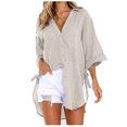 thumbnail image 1 of Birdeem T-Shirt Décontracté Mode Femme Col en V Manches Courtes Ample, 1 of 5