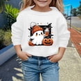 thumbnail image 2 of GDREDA Chandails à Capuchon et Chandails pour Filles, Mignons, Imprimés, Col Rond, Manches Longues, Mode Halloween pour Enfants, Blanc, 2-3 Ans, 2 of 4