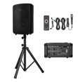 thumbnail image 1 of KFFKFF Professional PA System, 800W Powered, Sound System Set with 6 Channel Mixer, Dual Speakers, Wireless Bluetooth, Microphone, Compact Stands, 1 of 9