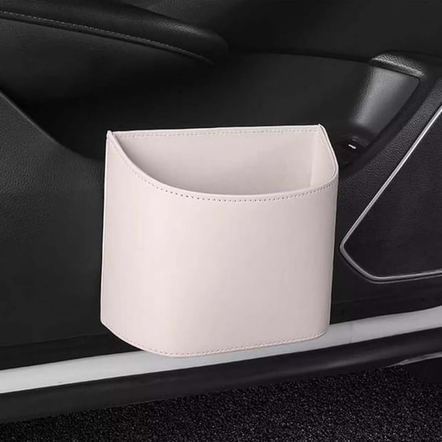Leather Car Door Cup Holders Hanging Leather Car Trash Bin Storage Box Multifunctional Car Door Side Storage Box