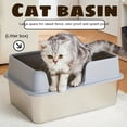 thumbnail image 2 of Stainless Steel Cat Litter Pan, Oversized Semi-Closed Stainless Steel Cat Litter Box, Pet Supplies, 2 of 5