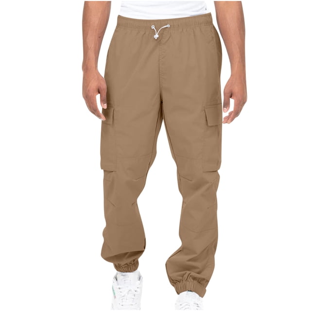 jsaierl Cargo Pants for Men Casual Outdoor Tactical Pants Drawstring Lightweight Solid Hiking Work Pants with Multi Pockets