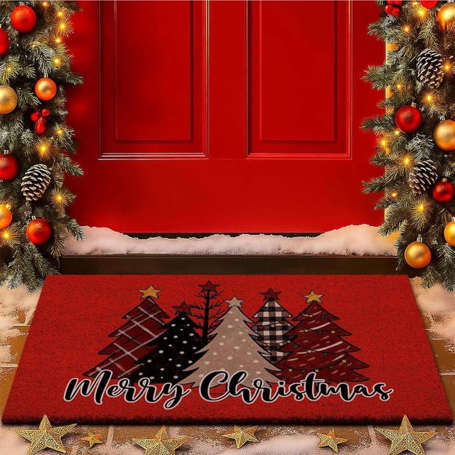 Feltree Christmas Themed Non-Slip Floor Mat 23.62x34.54 Inch Easy to Clean Decorative Rug for Holiday Bathroom Kitchen Doorway