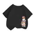 thumbnail image 1 of LUOGENLI T-Shirt pour Filles, Mode Mignonne Imprimée Décontractée, Col Rond, Manches Courtes, T-Shirt d'Été, Hauts Maxi pour Filles Été 2025 Noir 8-10 Ans, 1 of 4