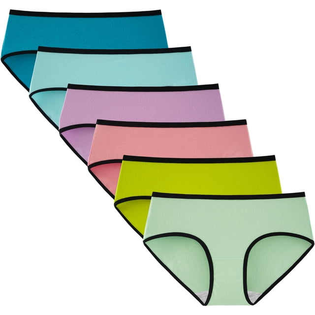 INNERSY Culottes pour Femmes Hipster en Coton Extensible Confortables, Lot de 6, Taille g et Couleurs Vives Fraîches. l'Ensemble Comporte six Culottes Style Hipster dans des Nuances Vibrantes de Bleu, Vert, Rose, Violet et Menthe, Chacune avec une Taille Élastique Noire et une Garniture. Fabriqué à Partir de 95 % Coton et 5 % Élasthanne pour la Respirabilité, avec un Entrejambe Double Couche 100 % Coton pour le Confort. Conception Sans Étiquette et Taille Invisible Assurent un Port Lisse sous des Vêtements Serrés.