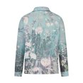 thumbnail image 4 of IROINID Rabais Womens Hauts Grande Taille Détente Col Rabattu Haut Ample Boutonné Manches Longues Imprimé Blouse, Bleu, 4 of 5