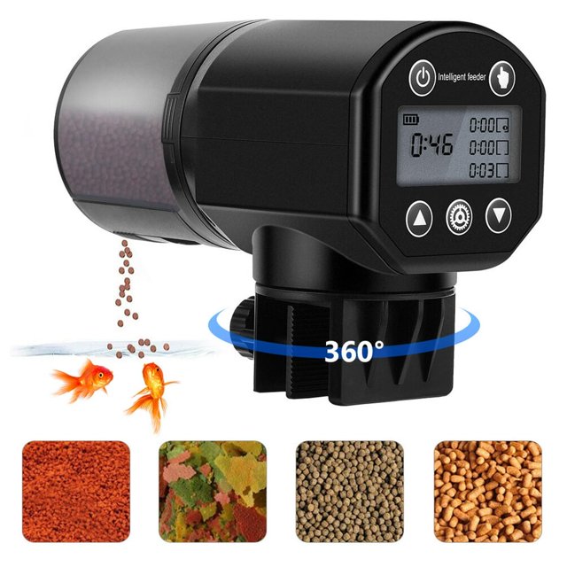 CHOK Fish Feeder 200ML Capacity Rechargeable Timer Automatic Feeder for Aquarium Fish Tank