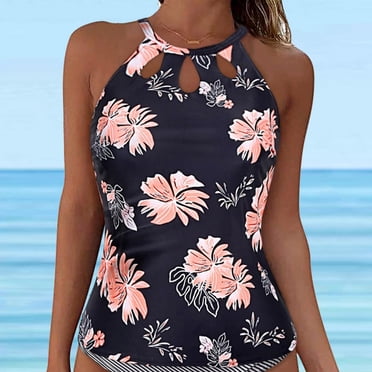 Ensemble Tankini à Lacets pour Femmes, Hauts de Maillot de Bain à Armatures Couvrance Totale Rehausseur, Haut Court de Maillot pour Confort et Style