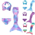 thumbnail image 4 of 3Pcs/Set Girls Bikini Set Mermaid Tail Princess Swimsuit, 4 of 8