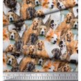 thumbnail image 3 of Soimoi Rayon Crepe Fabric Pug,Beagle & English Cocker Spaniel Dog Scene Print Sewing Fabric Yard 46 Inch Wide, 3 of 3