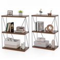 thumbnail image 1 of Costway 2 PCS 3-Tier Multipurpose Display Rack Storage Shelving Unit with Metal Frame Walnut, 1 of 10