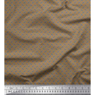 Soimoi Moss Georgette Fabric Leaves & Berries Shirting Printed Craft Fabric by The Yard 42 Inch Wide