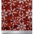 thumbnail image 1 of Soimoi Red Rayon Fabric Snow Flakes Floral Printed Fabric 1 Yard 56 Inch Wide, 1 of 5