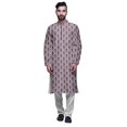 thumbnail image 1 of Atasi Printed Long Kurta For Men With White Churidar Pyjama Set Traditional Wear, 1 of 1
