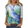 thumbnail image 2 of Chemises pour Femmes, Imprimé Animal Original, Col Rond, Manches Longues, Hauts Décontractés, Blouse, Blouse pour Femmes en Liquidation, 2 of 5