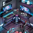 thumbnail image 1 of Bestier Bureau d'Ordinateur de Jeu en Forme de L avec Support pour Moniteur Noir, 1 of 6