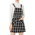 thumbnail image 2 of INSPIRE CHIC Robe Salopette à Carreaux à Bretelles Ajustables pour Femmes pour la Rentrée 2TG Noir-Blanc, 2 of 8