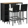 thumbnail image 1 of vidaXL 5 Piece Garden Bar Set with Cushions Poly Rattan Black, 1 of 5