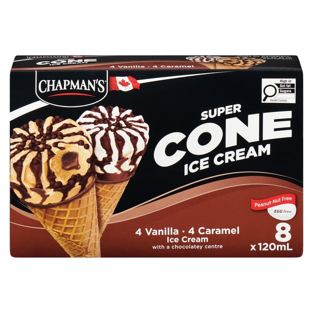 Chapman's Super Cornet de Crème Glacée avec Centre au Chocolat en Boîte 8 x 120mL