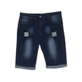 thumbnail image 1 of EOYWHK Mens 100% Denim Shorts Ripped Jean Shorts Stretch Elastic Waist Relaxed Fit Button Zipper Shorts with Pockets, 1 of 5
